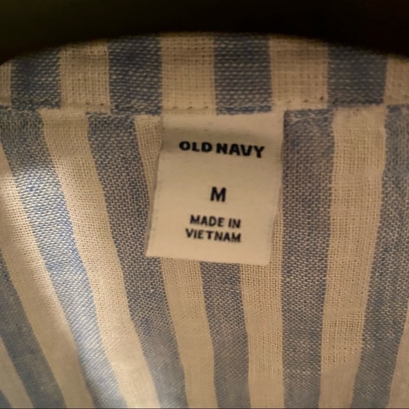 Cotton Linen Blend Tie Front Striped Shirt - Picture 4 of 6